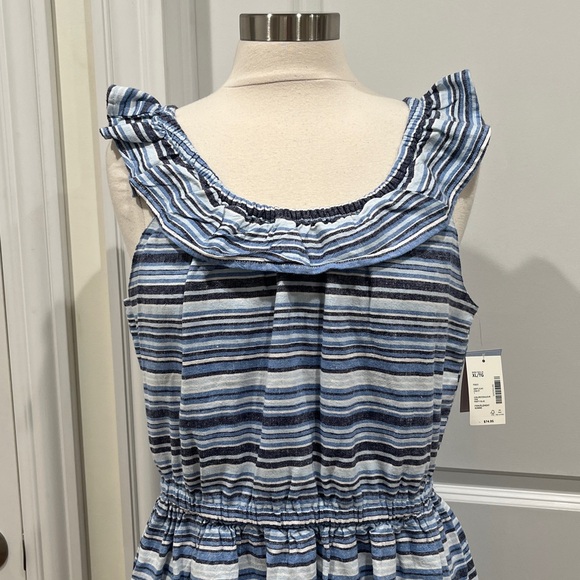 New! Gymboree Women's 55% LINEN Dress Sandy Shores Blue Party Size XL NWT - Picture 3 of 16